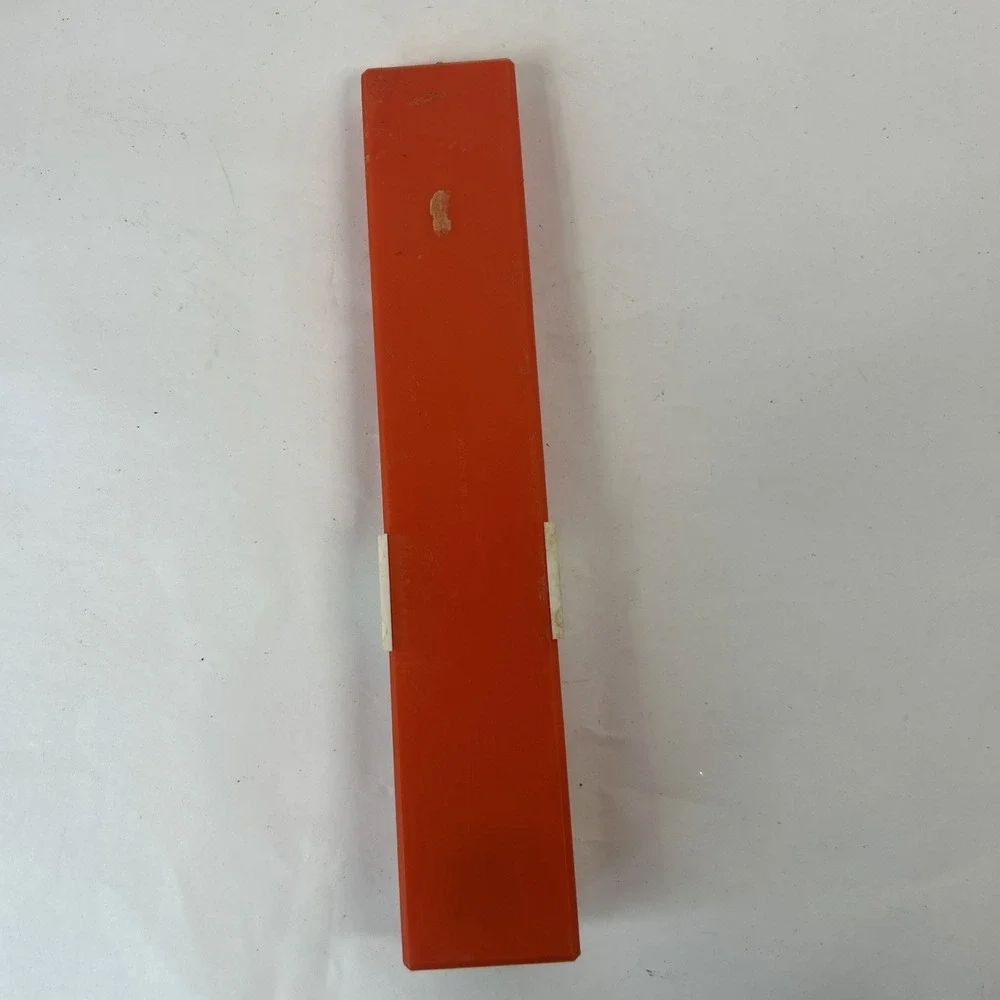 Vintage Multiplier Pencil Box, Sharpener & Ruler, Red White Read